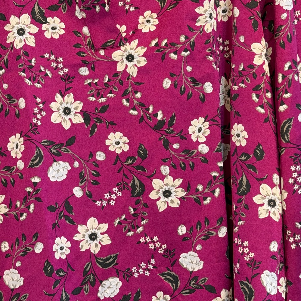 Ann Taylor Floral V-Neck Blouse Long Sleeve Lightweight Spring Top Size Large - Picture 2 of 5
